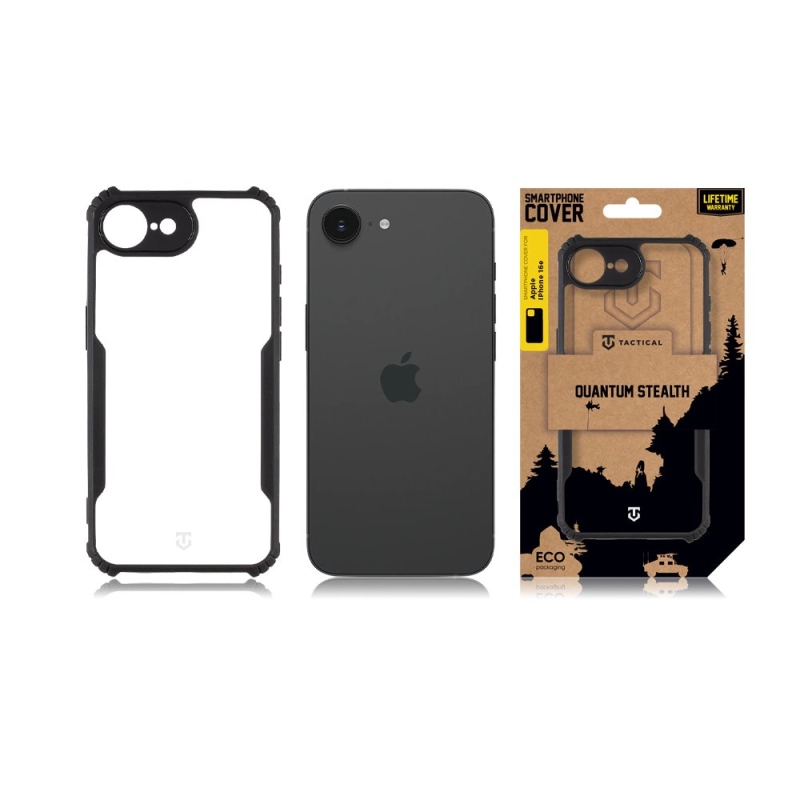 Tactical Quantum lopakodó védőburkolat Apple iPhone 16e készülékhez Clear/Black (átlátszó/fekete)
