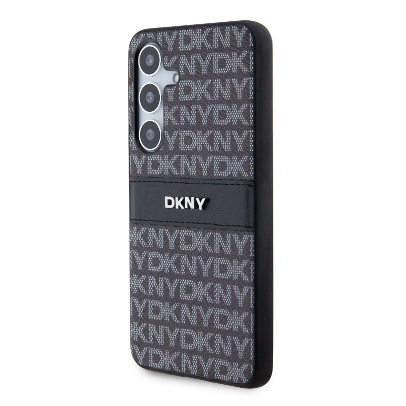 DKNY PC/TPU ismétlődő mintás tonális csíkos hátlap a Samsung S24-hez Fekete