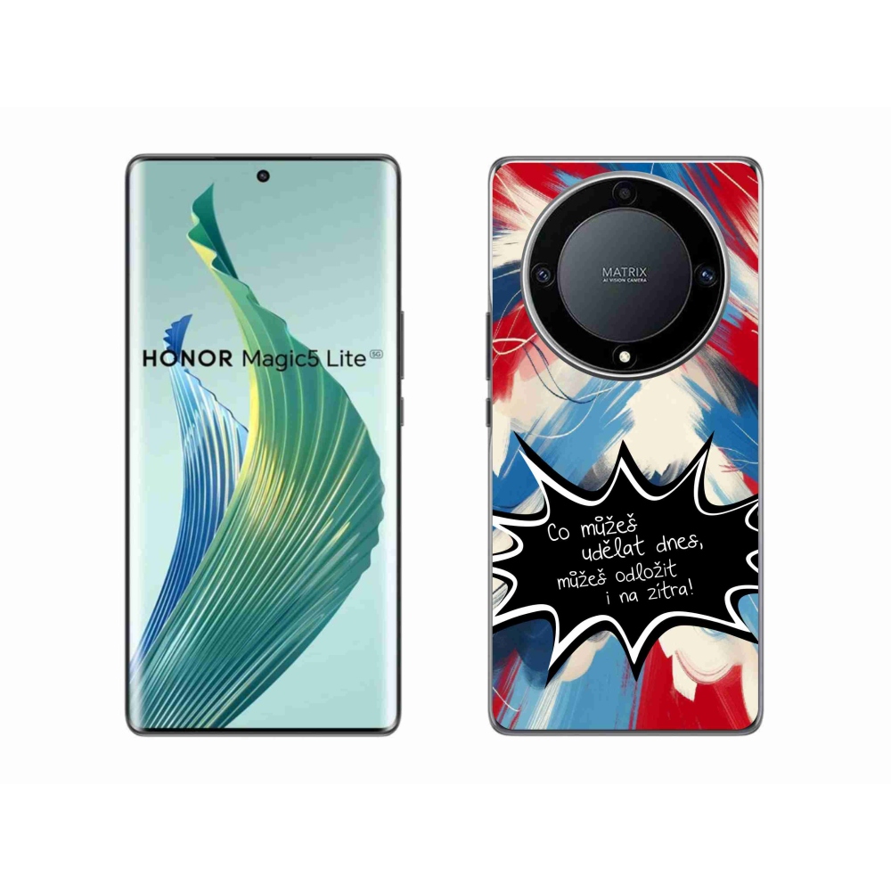 Gél borító mmCase a Honor Magic 5 Lite 5G készülékhez - vicces szöveg 9 fekete háttér