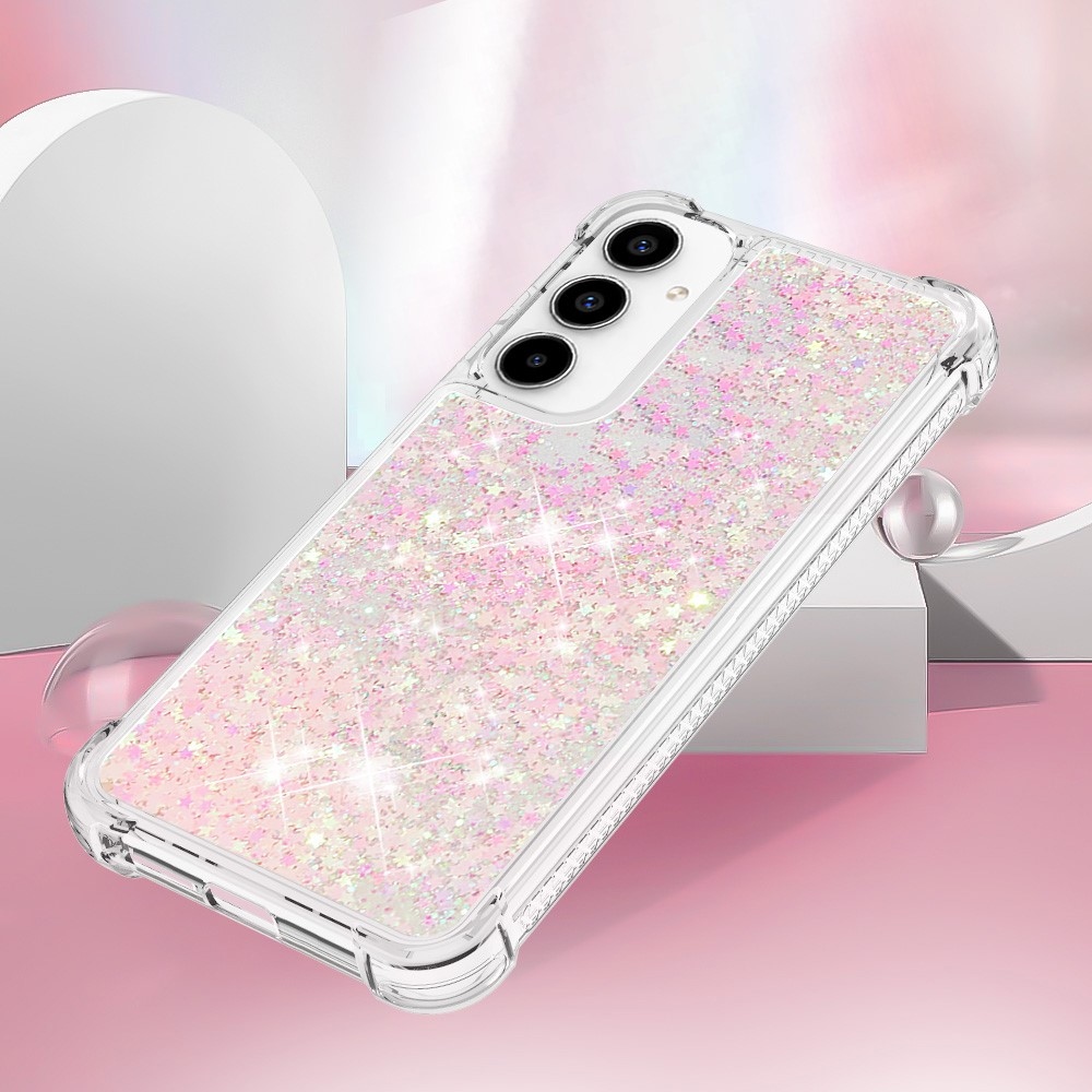 Glitter zselés homokóra tok Samsung Galaxy A55 5G - rózsaszín / csillagok