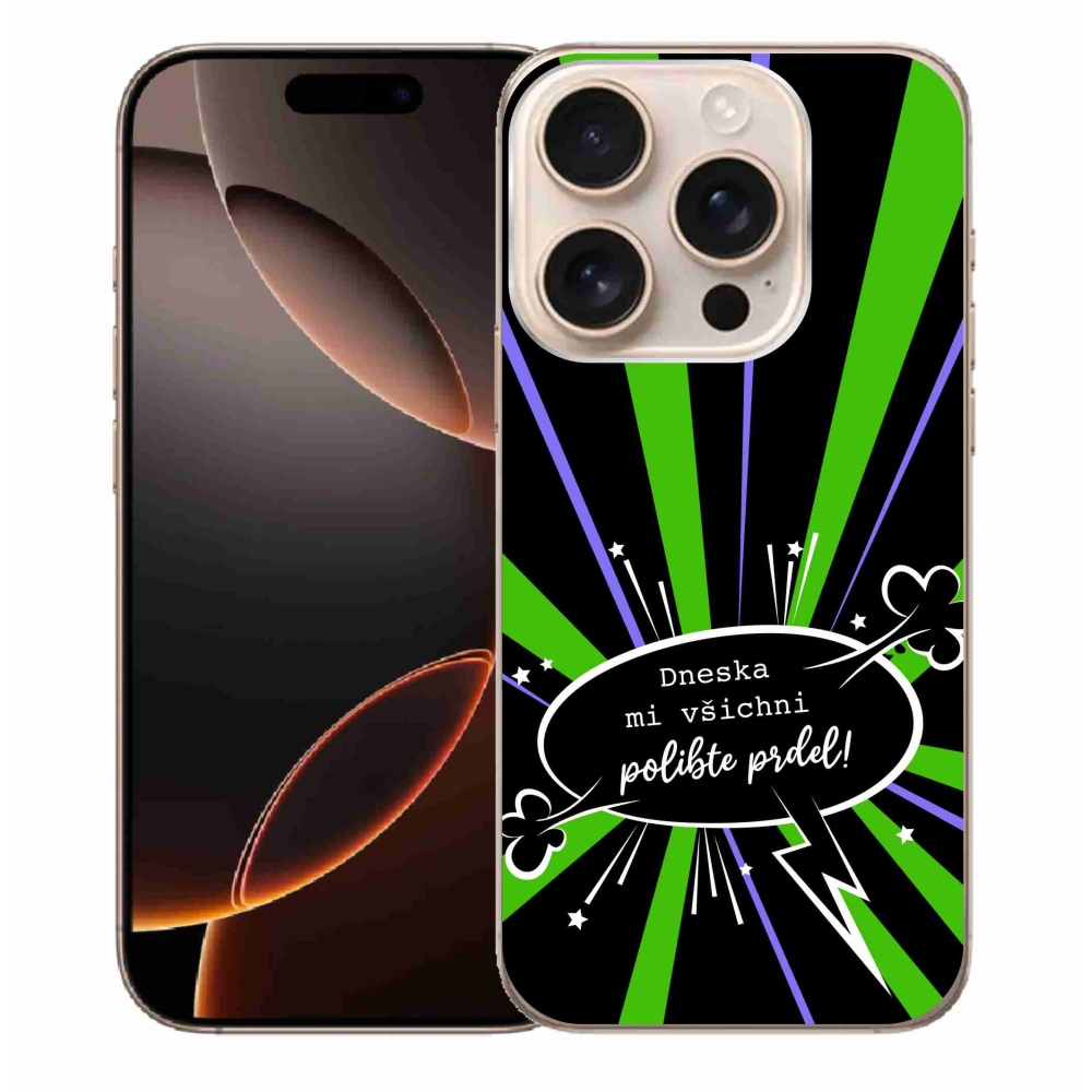 Gél borítás mmCase iPhone 16 Pro Max készülékhez - vicces szöveg 15 fekete háttér