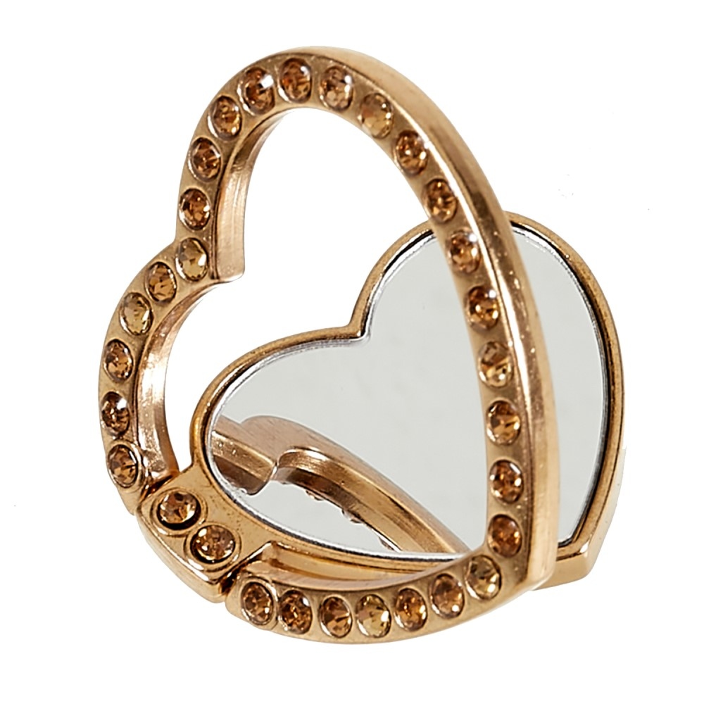 Szív tükör ujjtartó mobiltelefonhoz - arany