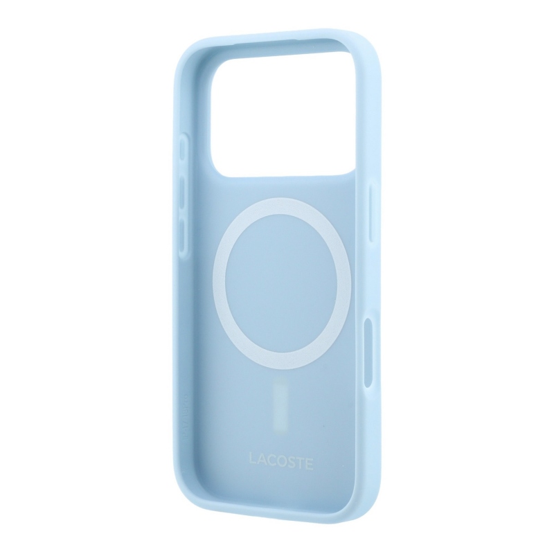 Lacoste PVC Iconic Petit Pique fém logós MagSafe hátsó tok iPhone 18 Pro Max-hoz, kék