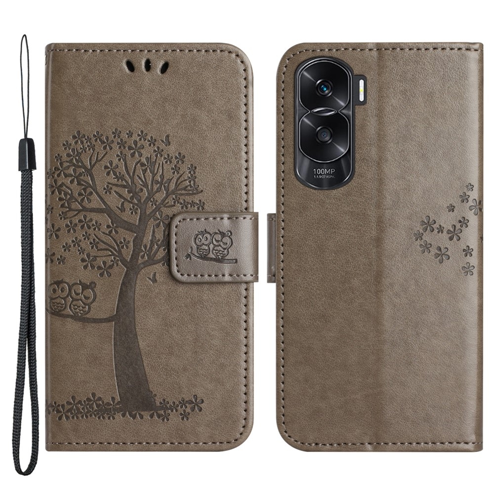 Fa könyvtáska Honor 90 Lite-hoz - szürke