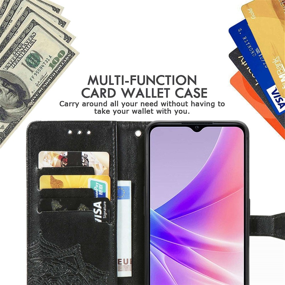 Mandala könyvtáska a Realme Narzo 50 készülékhez - fekete