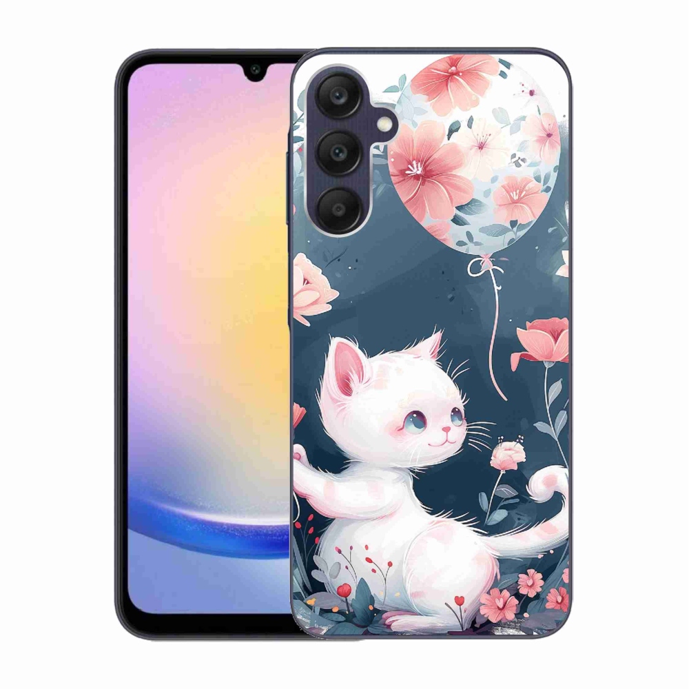 Gél borítás mmCase Samsung Galaxy A25 5G - cica lufival mmCase Samsung Galaxy A25 5G számára