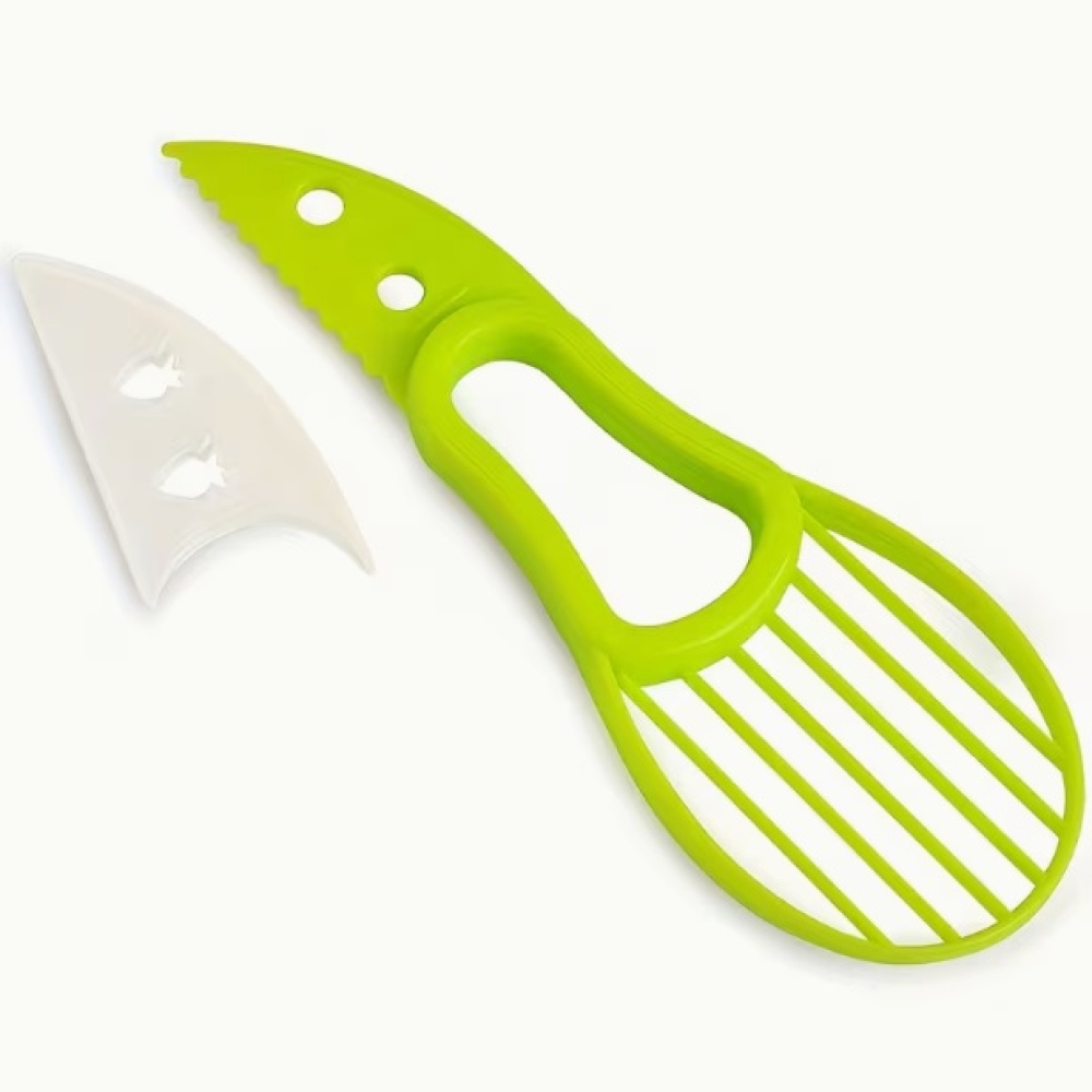 2 az 1-ben praktikus avokádó szeletelő a gyors és biztonságos szeleteléshez - zöld