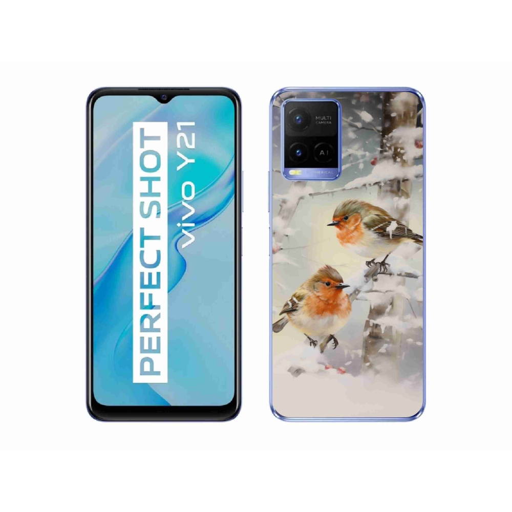 Gél borítás mmCase a Vivo Y21/Y21s/Y33s készülékhez - madarak télen
