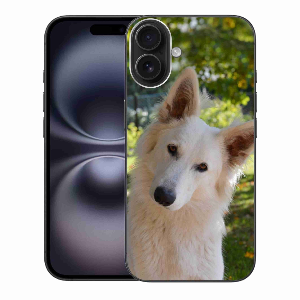 Gél borítás mmCase iPhone 16 Plus készülékhez - Fehér svájci juhász 1