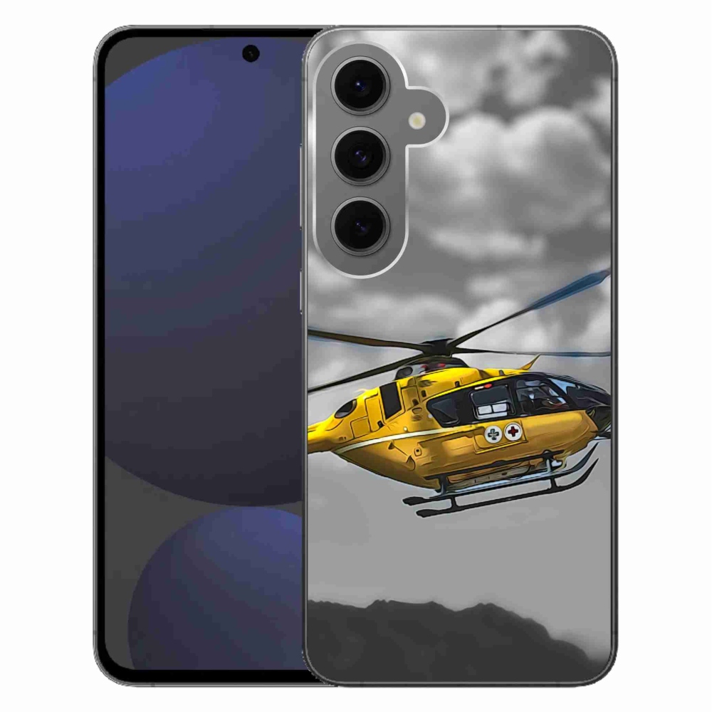 Gél védőhuzat mmCase Samsung Galaxy S24 FE - sárga helikopterhez