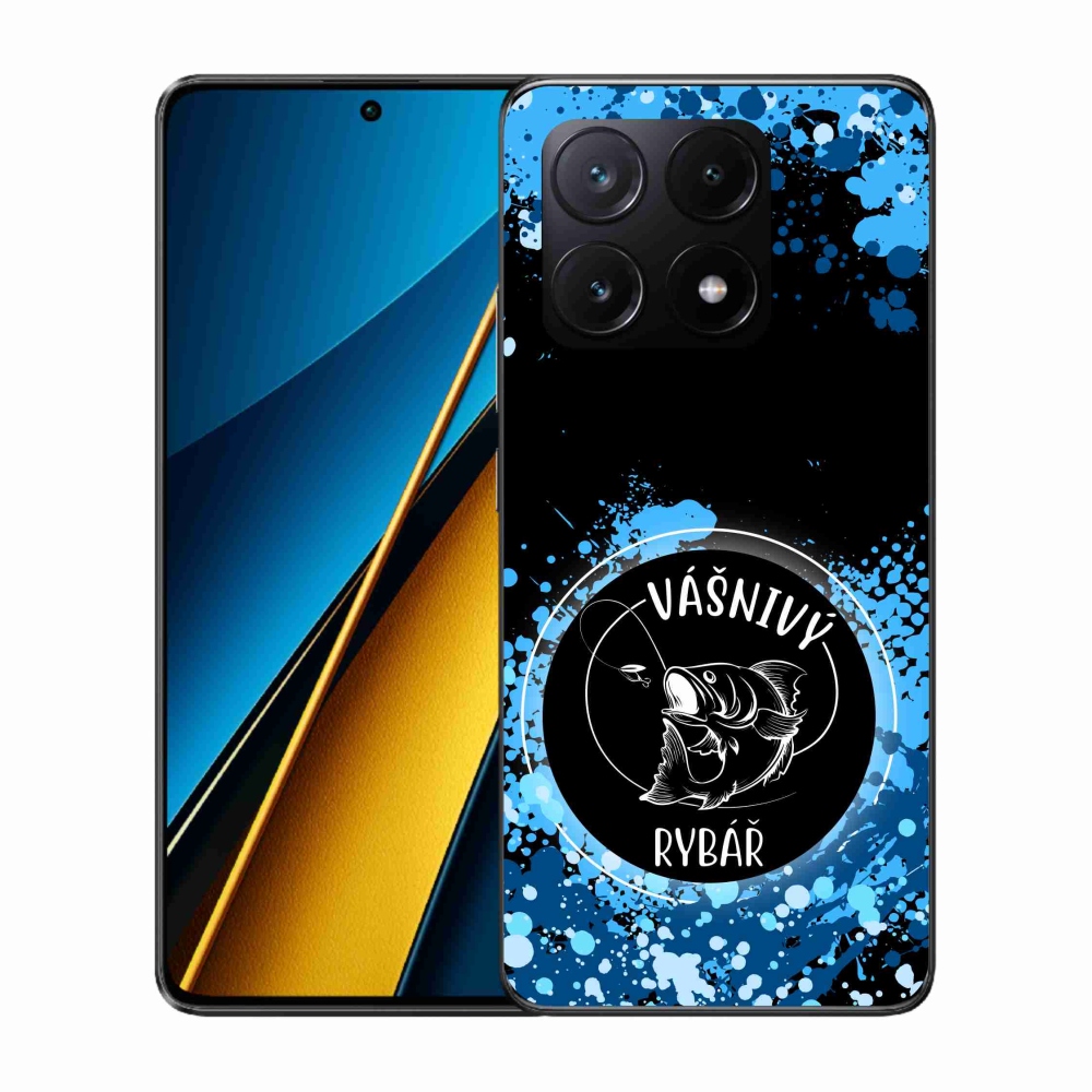 Gél borító mmCase a Xiaomi Poco X6 Pro 5G számára - szenvedélyes halász fekete háttérrel