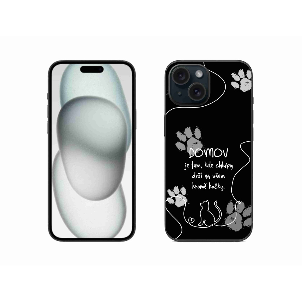 Gél borítás mmCase iPhone 15 készülékhez - macska motívum fekete háttér