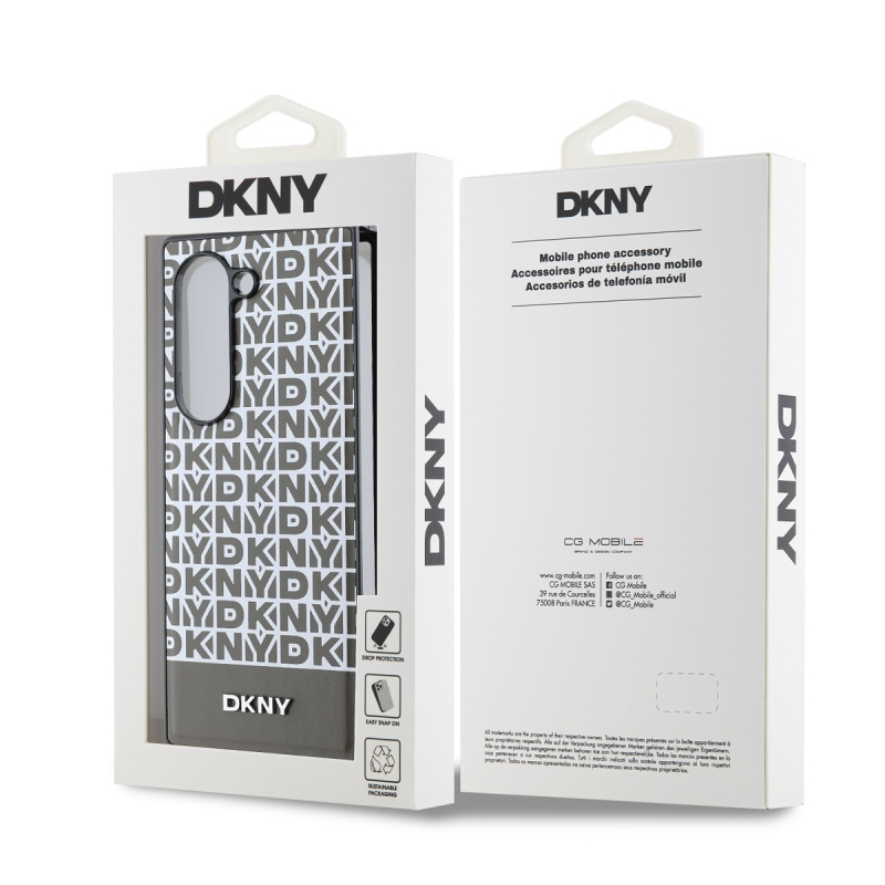 DKNY PU bőr Ismétlődő mintás alsó csík MagSafe hátlap Samsung Galaxy Z Fold 6 barna barna