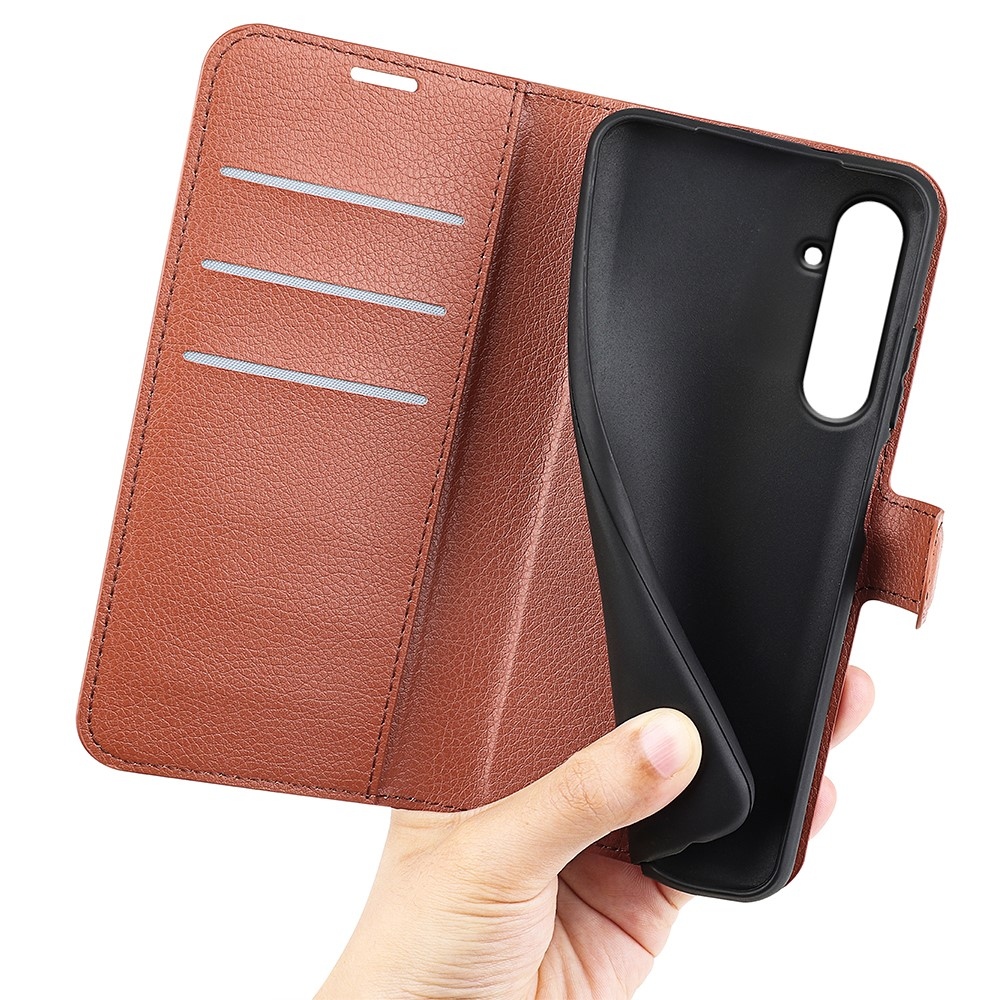 Litchi könyv tok Samsung Galaxy A55 5G - barna színben