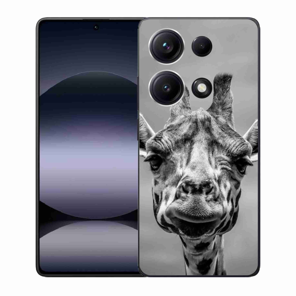 Gél borítás mmCase a Xiaomi Redmi Note 14S-hez - fekete-fehér zsiráf