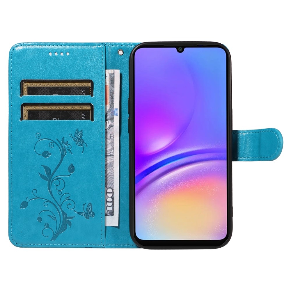 Virágos könyv tok Samsung Galaxy A06 4G készülékhez - kék