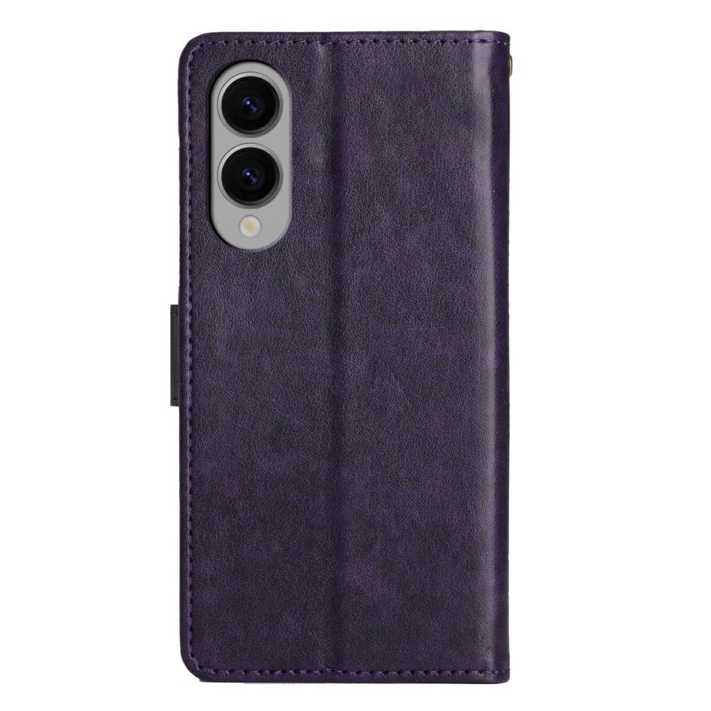 Virágok könyv tok Samsung Galaxy S25 Edge készülékhez - sötét lila