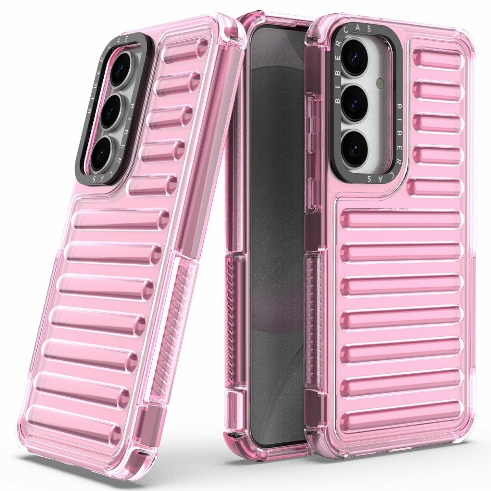 Csíkos tartós borító Samsung Galaxy S25+ készülékhez - világos rózsaszín