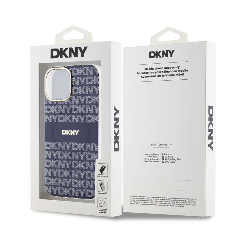DKNY PC/TPU ismétlődő mintás tonális csíkos Magsafe hátlap iPhone 13-hoz Kék