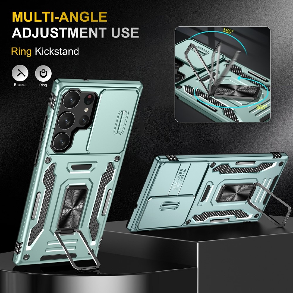 Gyűrűk tartós borítója Samsung Galaxy S25 Ultra készülékhez - zöld