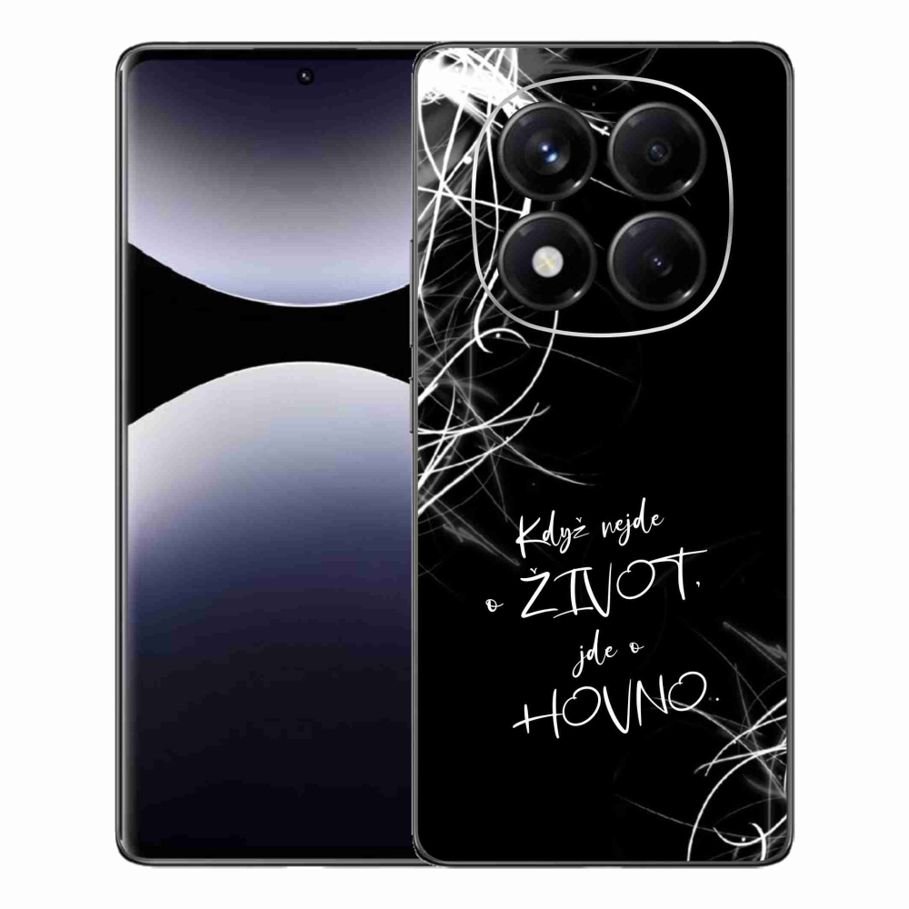 Gél borító mmCase a Xiaomi Redmi Note 14 Pro számára - vicces szöveg 16 fekete háttérrel