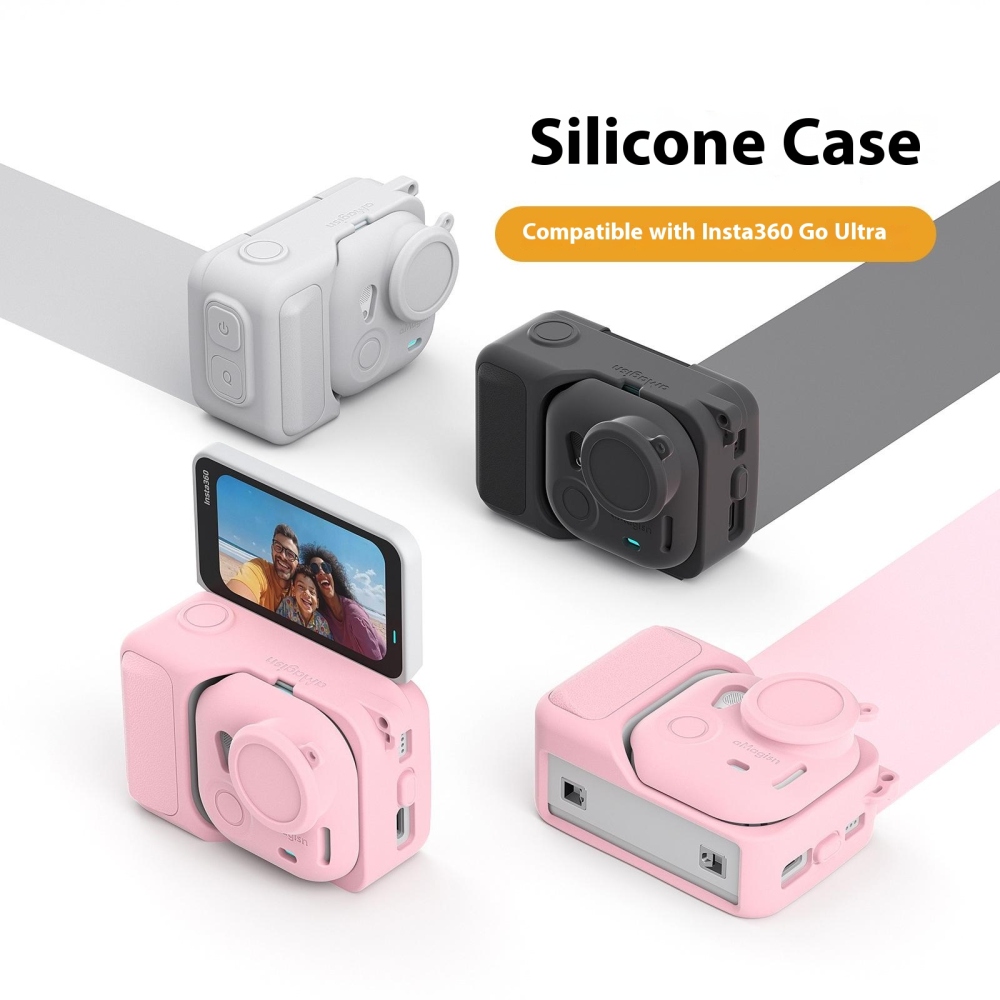 AMAGISN szilikon tok lencsevédővel Insta360 GO Ultra készülékhez - rózsaszín