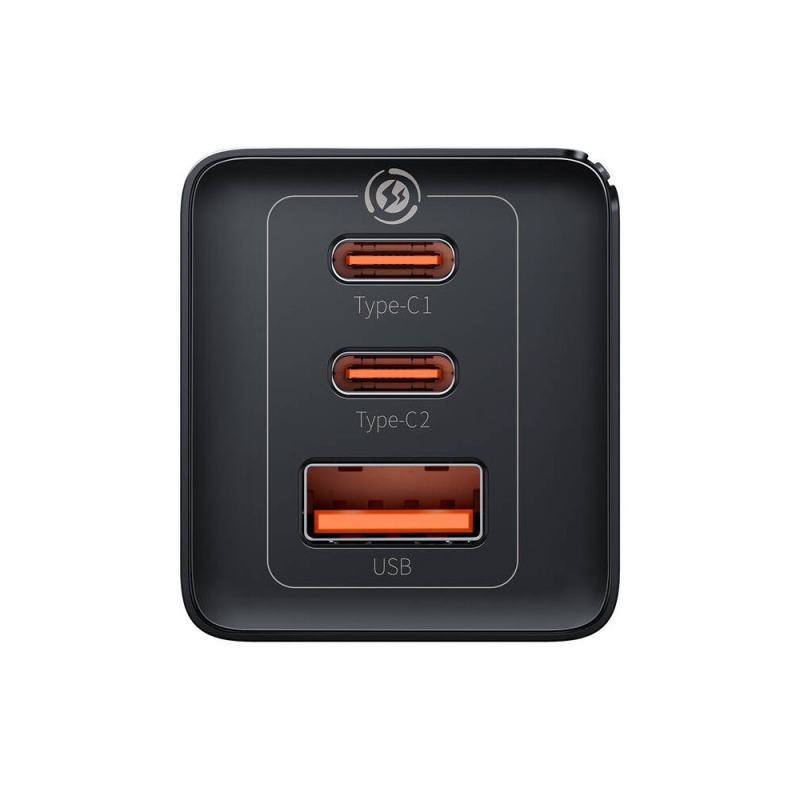 Baseus CCGP120201 GaN5 Pro gyors töltő USB-A + 2x USB-C 65 W, fekete