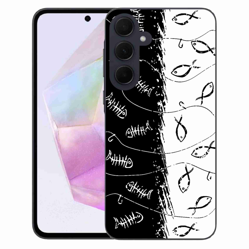 Zselés borító mmCase Samsung Galaxy A35 5G - csontvázak és halak számára