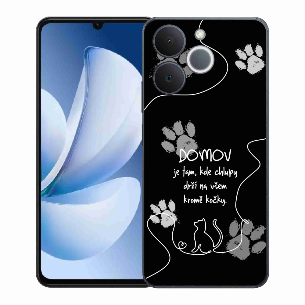 Gél borító mmCase a Realme Note 70T készülékhez - macska motívum fekete háttérrel