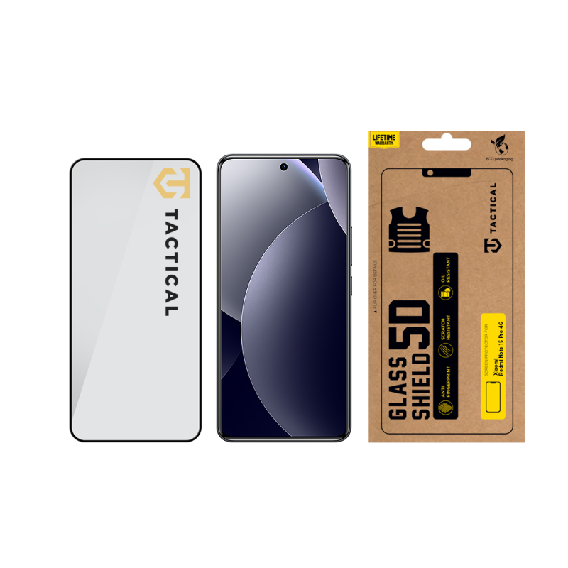 Taktikai üvegpajzs 5D üveg Xiaomi Redmi Note 15 Pro 4G fekete