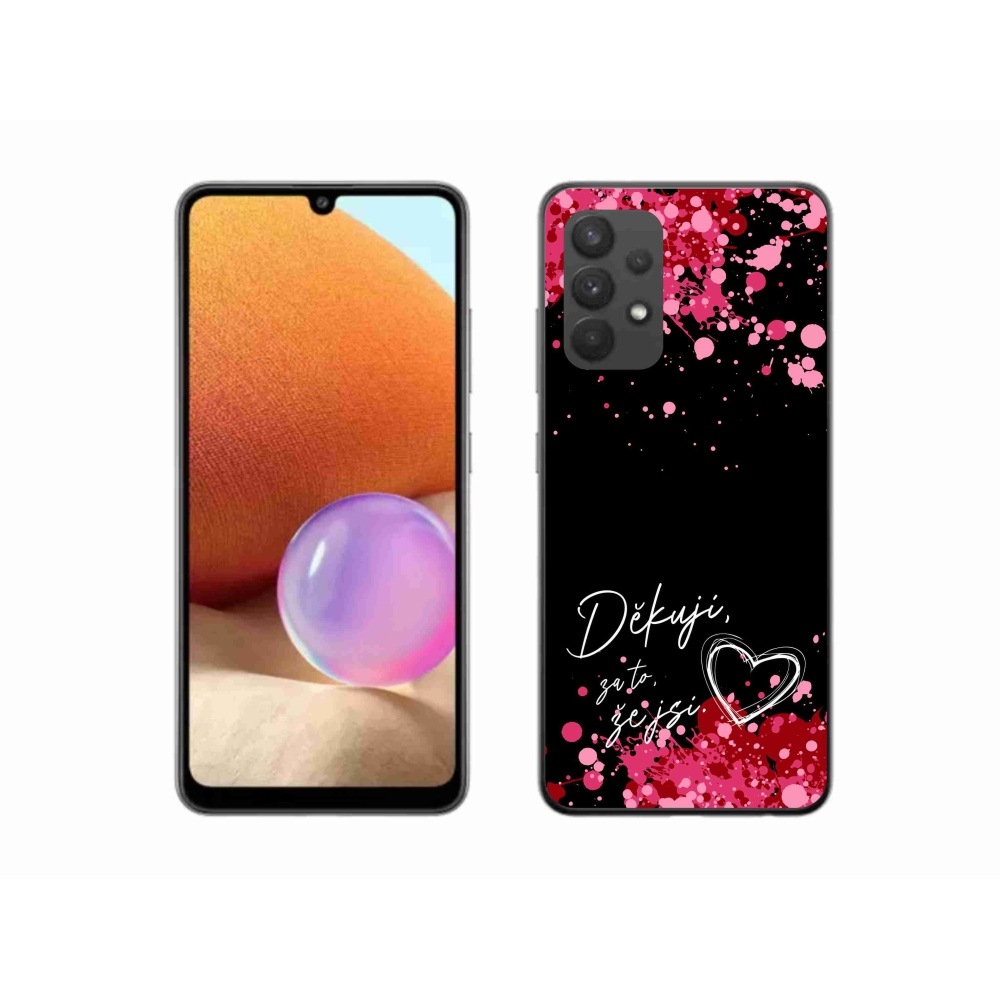 Gél borító mmCase Samsung Galaxy A32 4G - text in love 2 fekete háttérrel