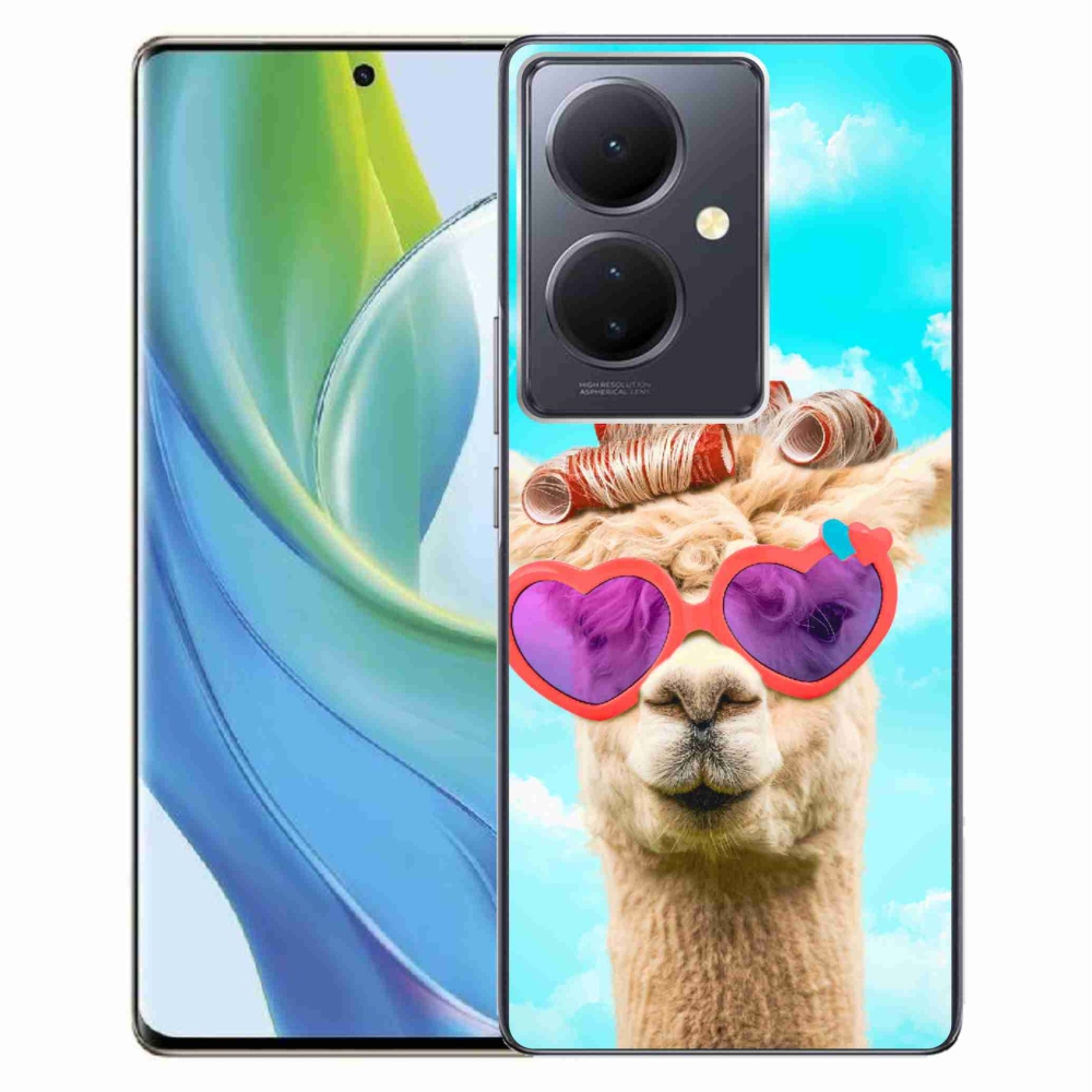 Gél borítás mmCase a Vivo V29 Lite 5G-hez - láma szemüveggel