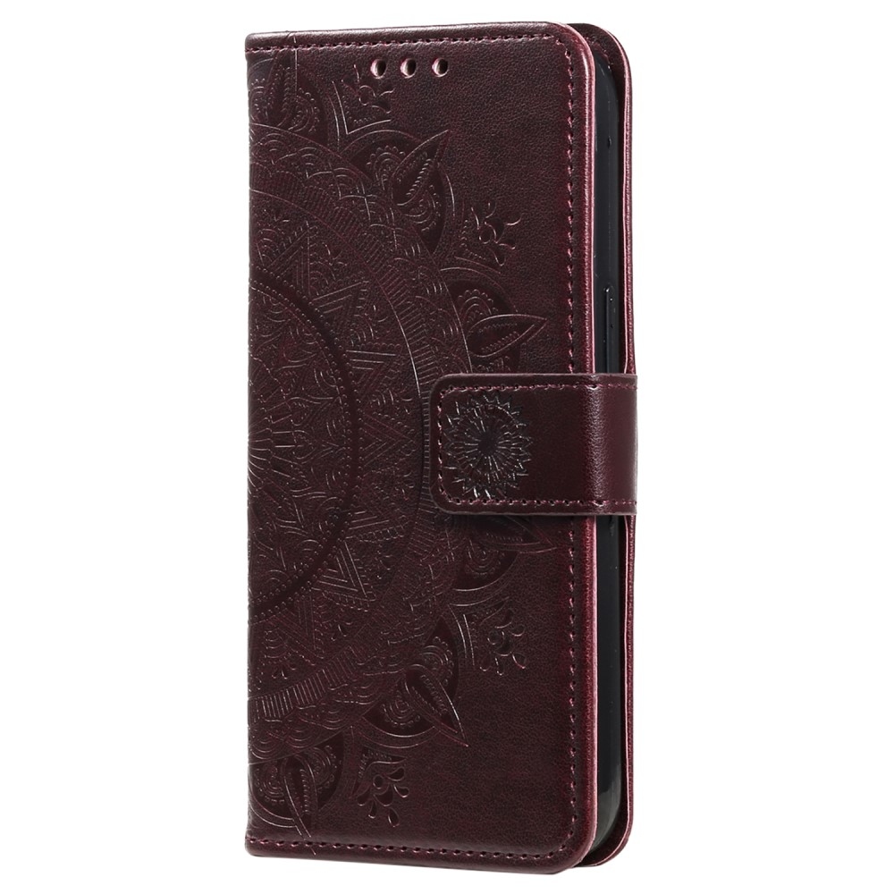 Mandala könyv tok Xiaomi Redmi Note 14-hez - barna