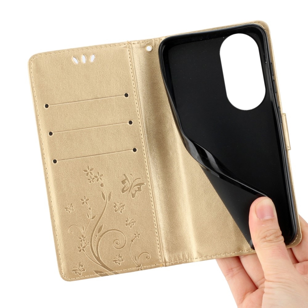 Virágok könyvtáska a Honor 90-hez - arany