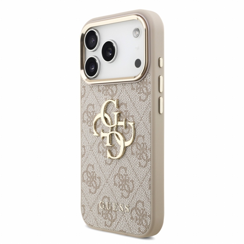 Guess PU 4G fém logós pántos hátlap az iPhone 18 Pro-hoz, rózsaszín