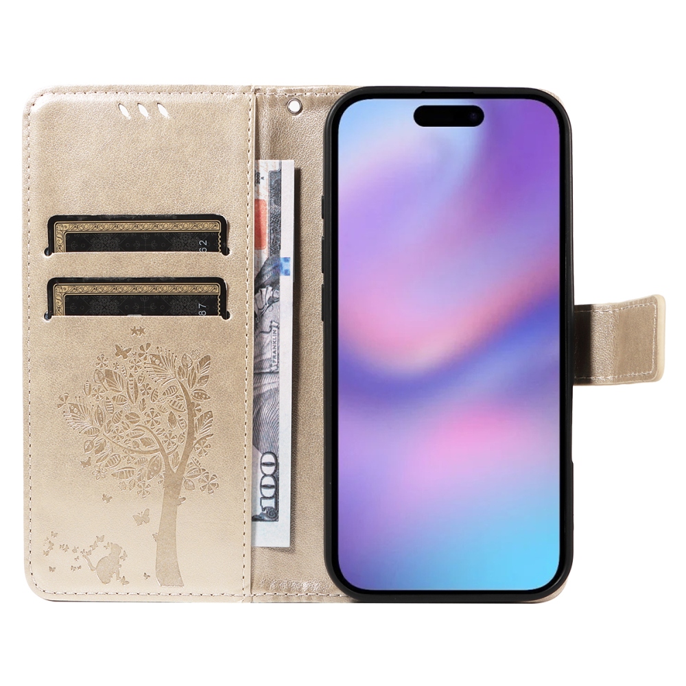 Fák könyvtáska iPhone 17-re - arany
