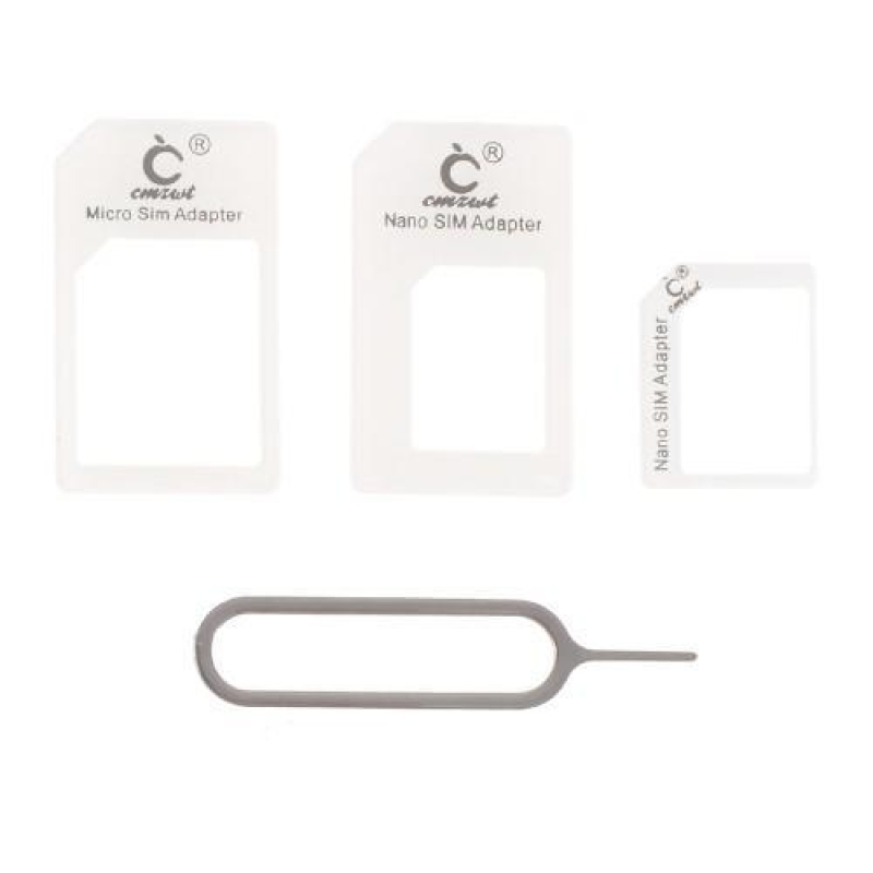 4in1 SIM-kártya szűkítő és tűkészlet - fehér