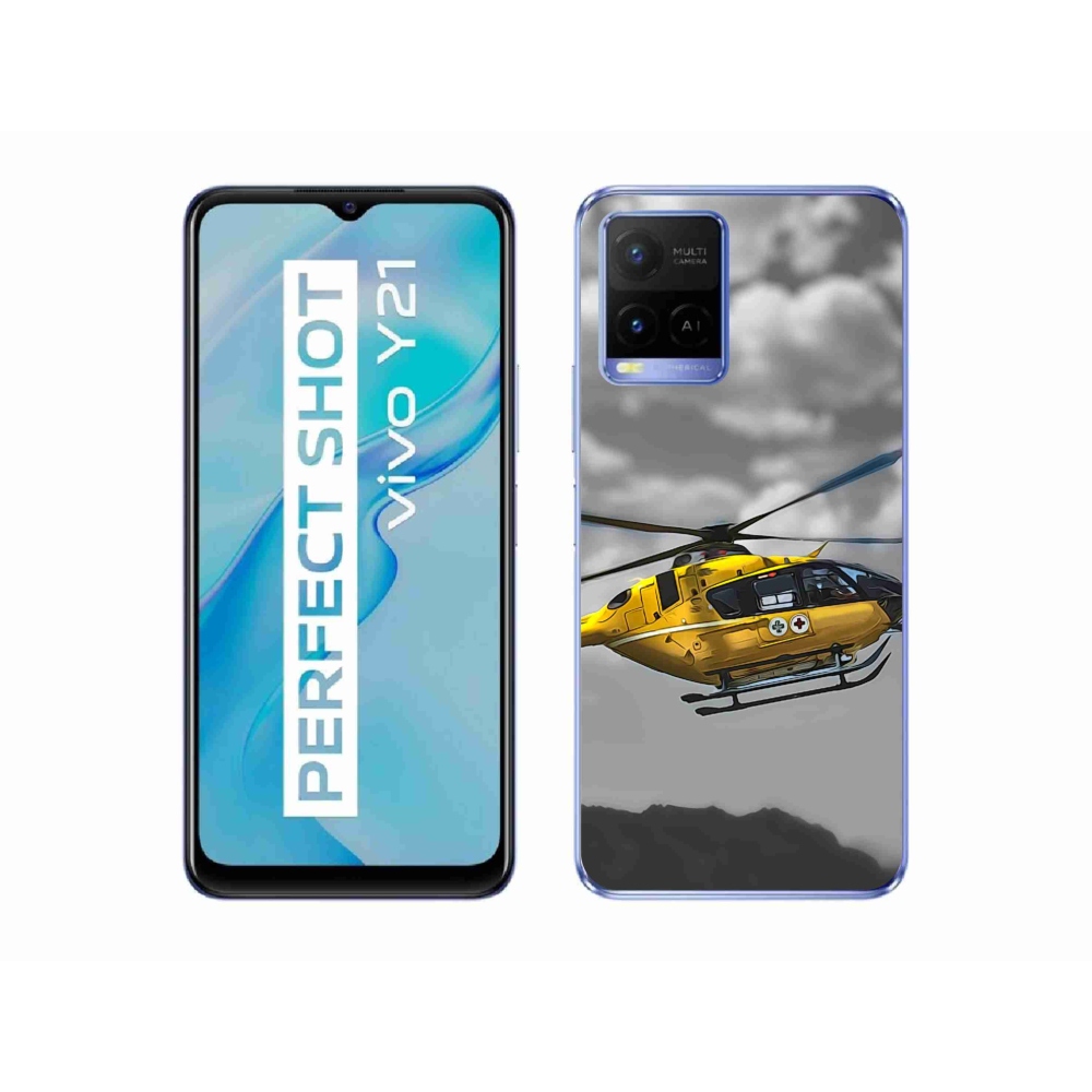 Zselés borítás mmCase a Vivo Y21/Y21s/Y33s modellhez - sárga helikopter