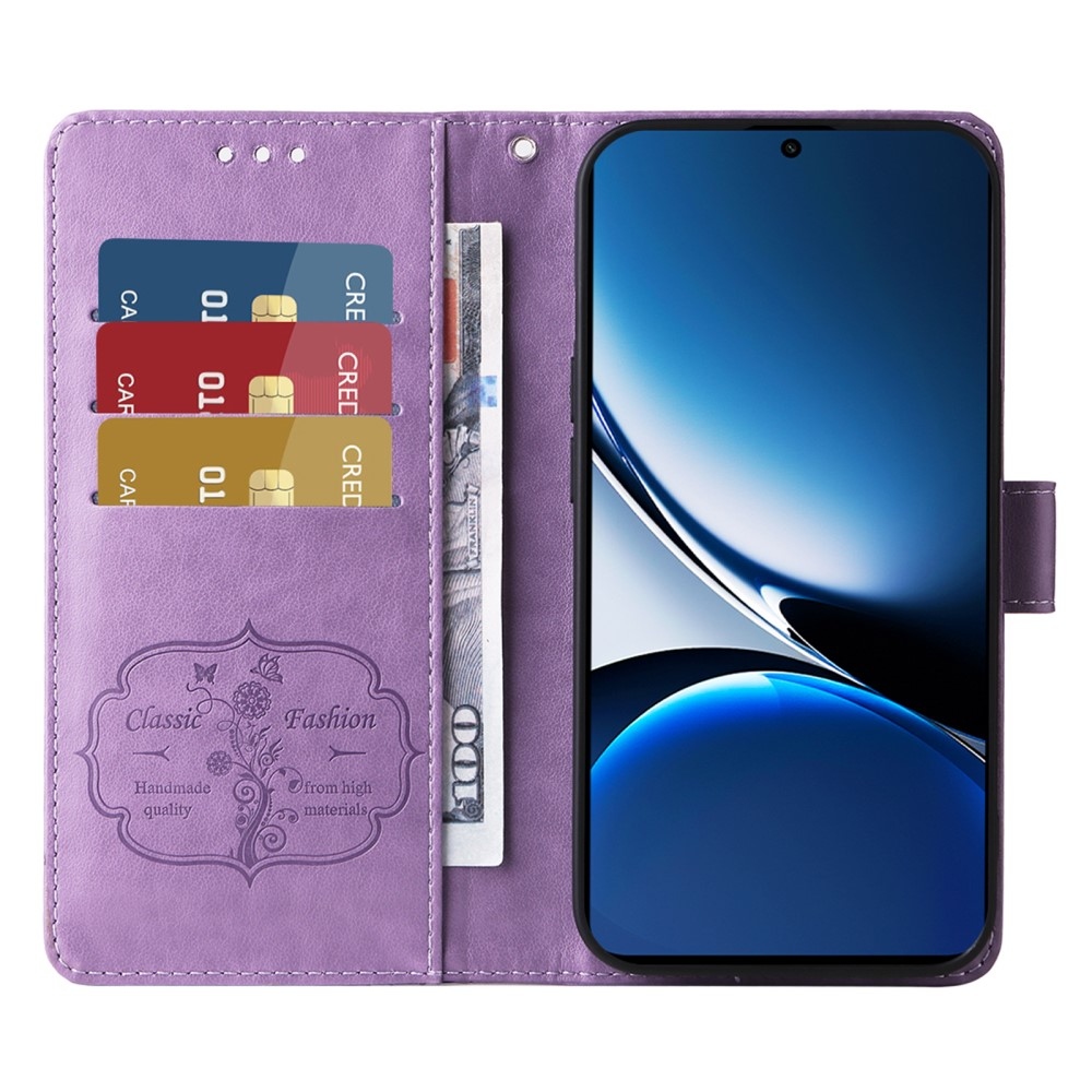 Virágos könyv tok a Xiaomi Poco X7 Pro 5G számára - lila