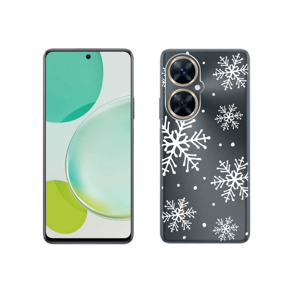 Gél borítás mmCase a Huawei Nova 11i készülékre - fehér pelyhek átlátszó háttéren