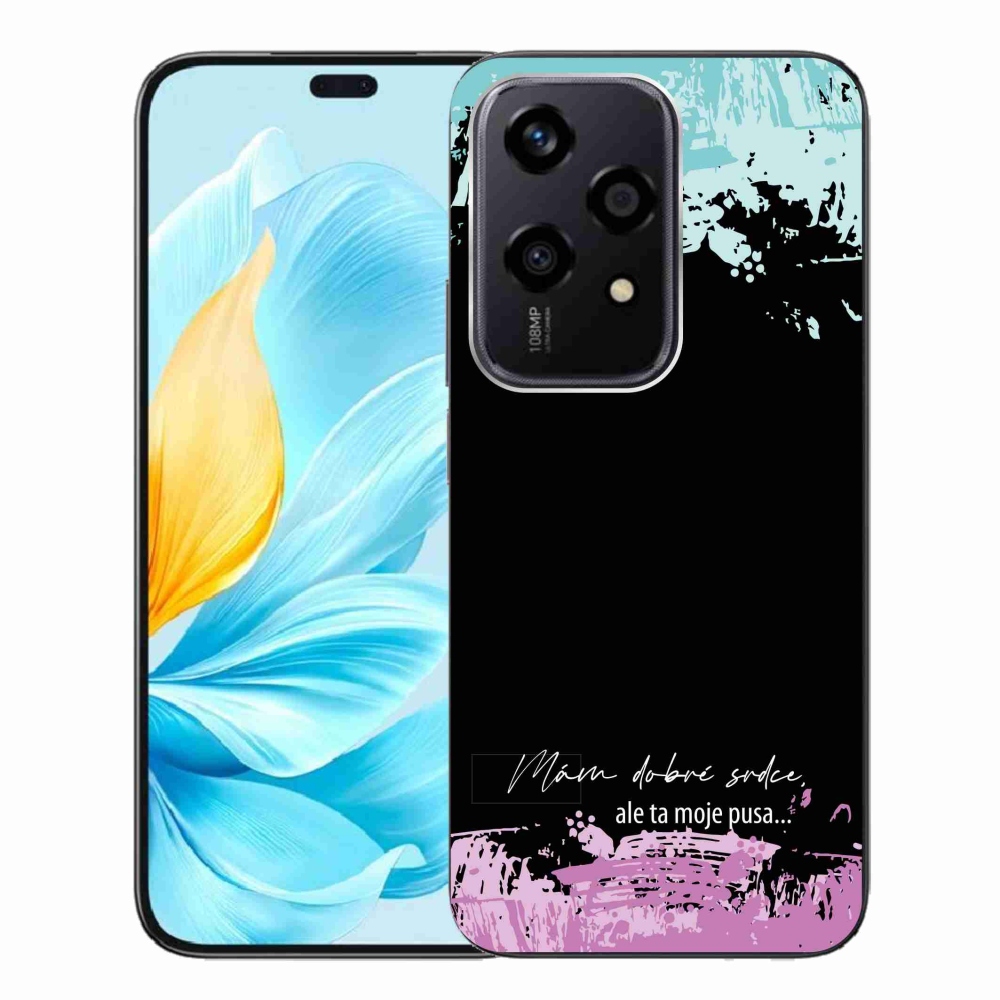 Gél borító mmCase a Honor 200 Lite 5G számára - vicces szöveg 3 fekete háttérrel