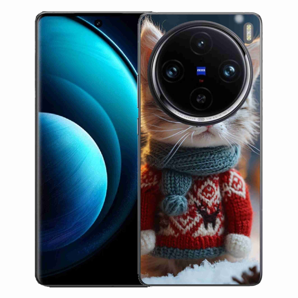 Zselés borítás mmCase a Vivo X100 Pro 5G készülékhez - cica pulóverben