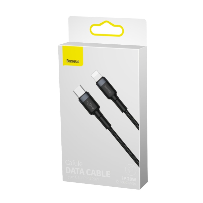 Baseus Cafule adatkábel USB-C - világítás 20W 1m szürke/fekete