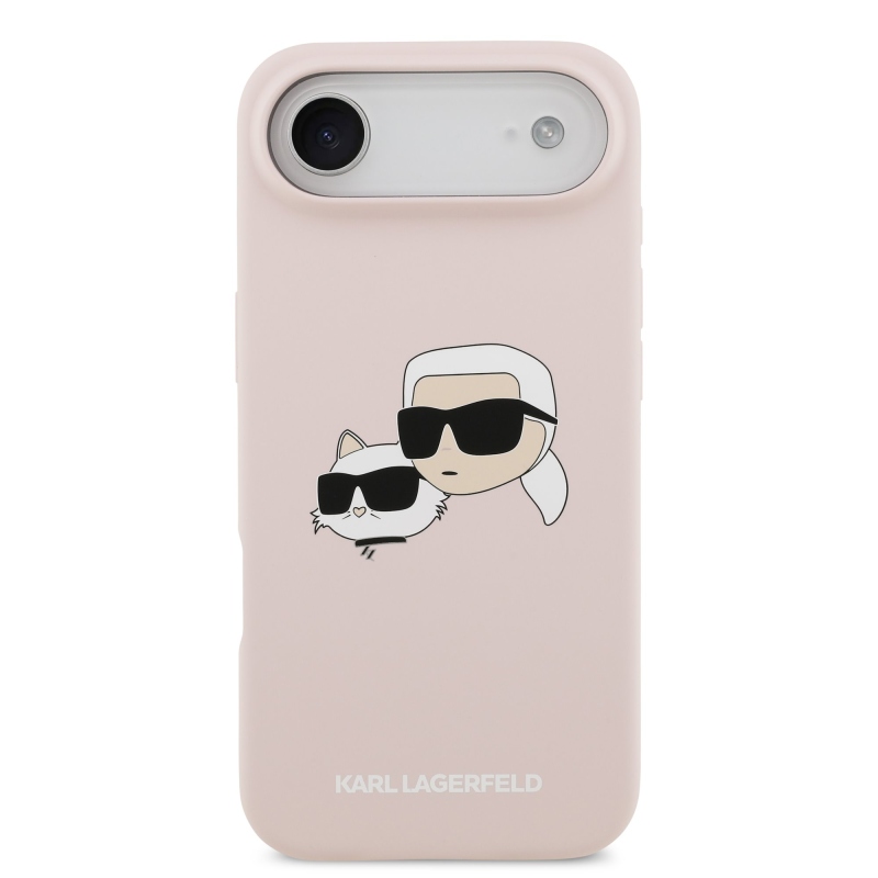 Karl Lagerfeld Folyékony szilikon dupla fejű MagSafe hátlap iPhone 17 Air rózsaszínű borítóhoz