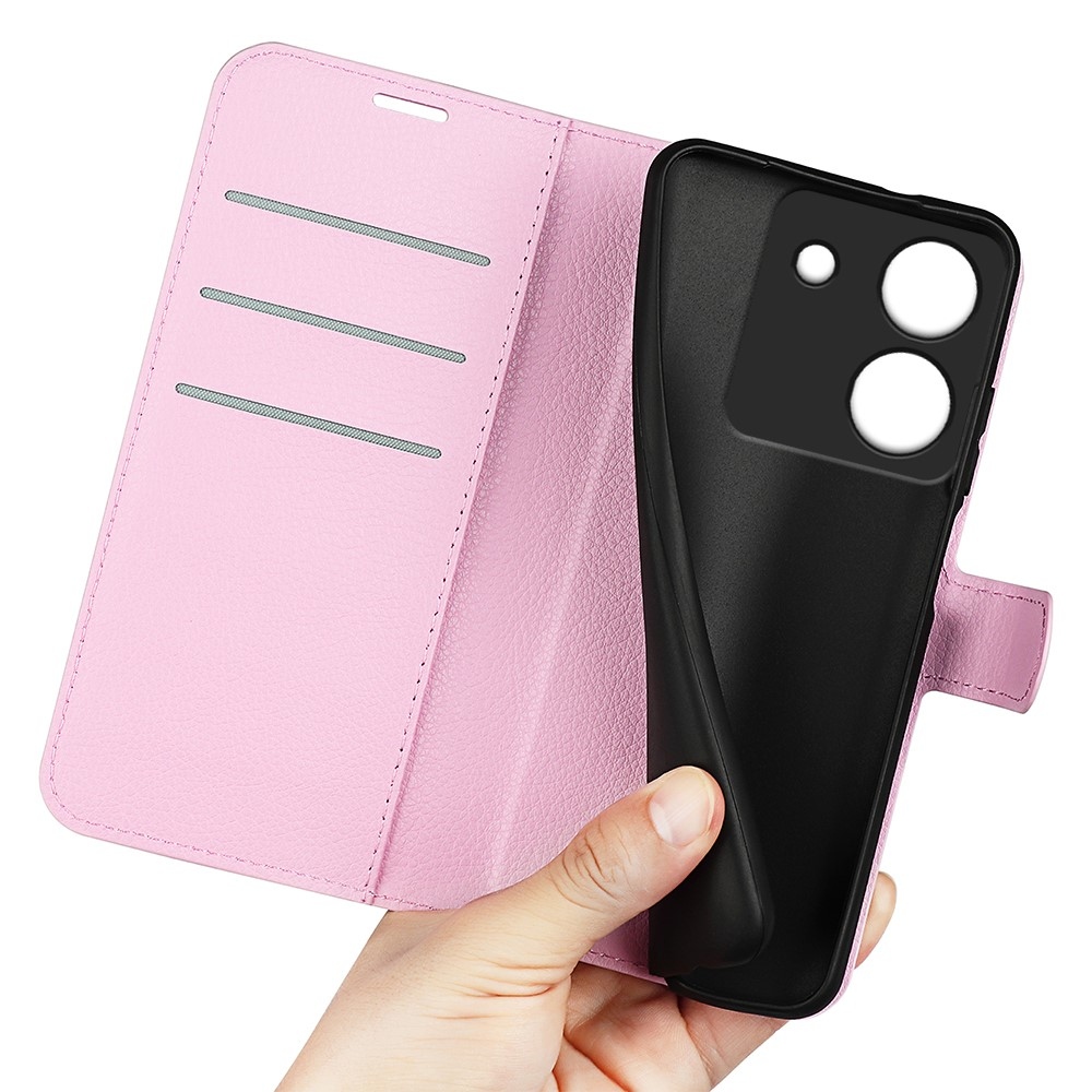 Litchi könyv tok a Xiaomi Poco M7 Pro 5G-hez - rózsaszínű
