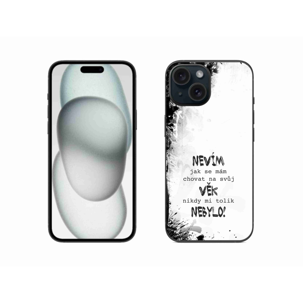 Gél borító mmCase iPhone 15 készülékhez - vicces szöveg 14 fehér háttér