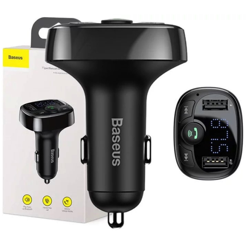 Baseus CCMT000001 S-09A 2x USB autós töltő és FM adóvevő Fekete