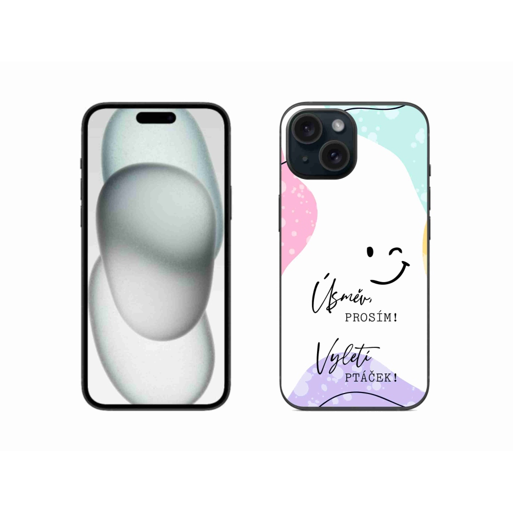 Gél borító mmCase iPhone 15 készülékhez - vicces szöveg 4 fehér háttér