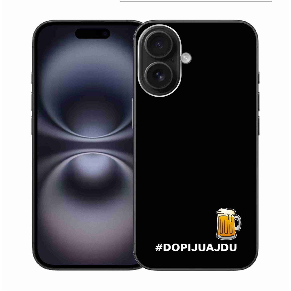 Gél borítás mmCase iPhone 16-hoz - sör motívum 1 fekete háttér