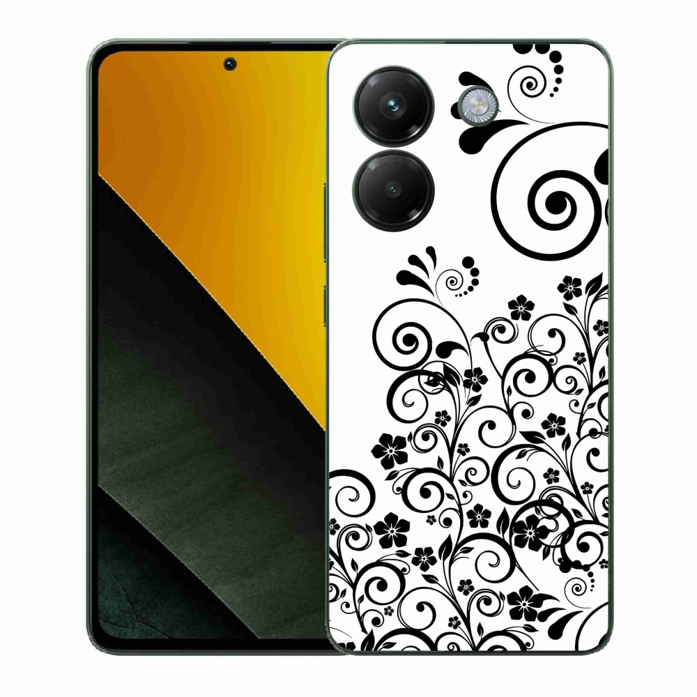 Gél borítás mmCase a Xiaomi Poco M7 Pro 5G-hez - fekete és fehér virágminták